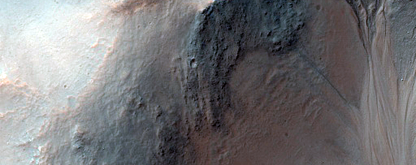 Gully Search in Central Pit of Impact Crater
