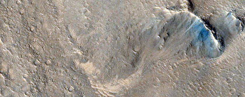Well-Preserved Alluvial Fans in Complex Crater within Isidis Planitia
