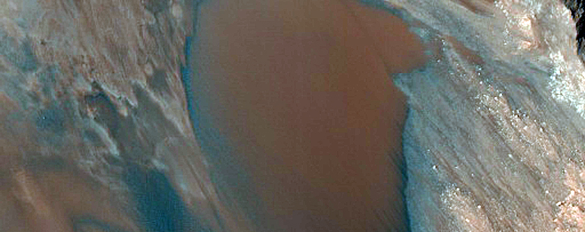 Monitor Low-Albedo Slopes along Coprates Chasma Ridge
