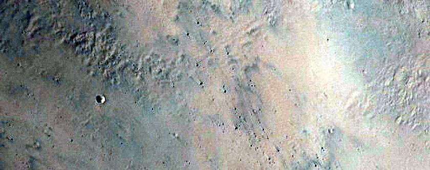 Crater in Amenthes Fossae
