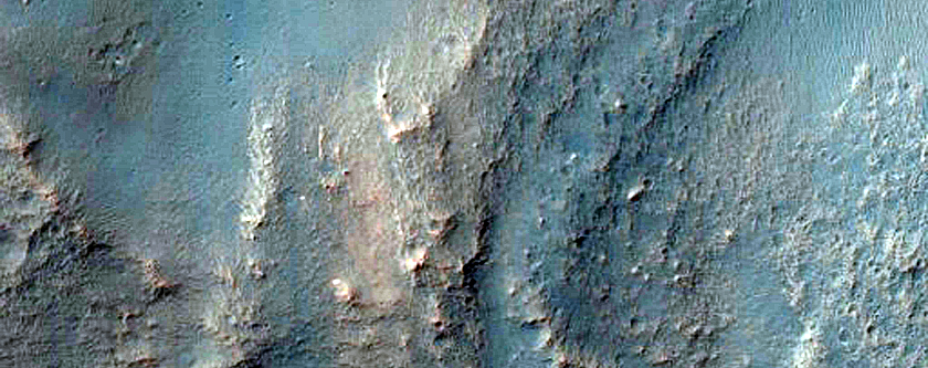 Rampart Crater with Mass Wasting
