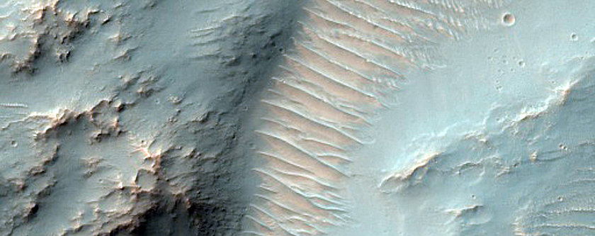 Valleys in Crater Northeast of Argyre Planitia