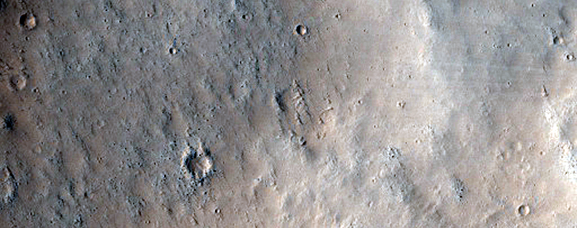 Crater Ejecta Northeast of Orcus Patera