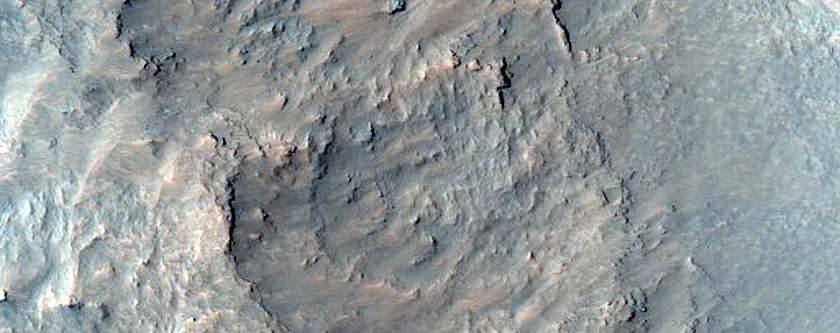 Pitted Material in Crater East of Mojave Crater