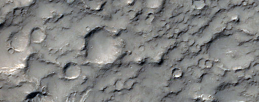 Valley Leading into Crater in Terra Sirenum