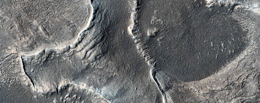 Glacial Features within Crater in Arabia Terra