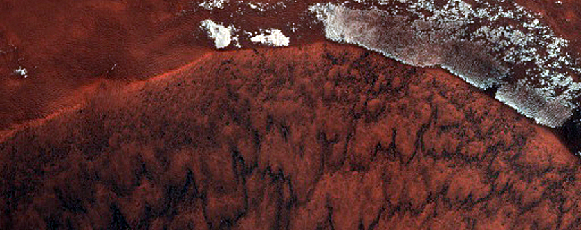 Seasonal Frost on Crater Slopes