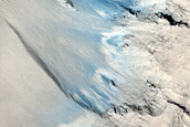 Lava Flowing into Impact Crater in Elysium Planitia

