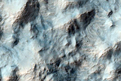 Hummocky Texture on Ridge Associated with Hale Crater Ejecta

