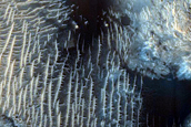 Aeolian Dunes Around Central Peak of Impact Crater in Iani Chaos
