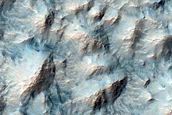 Hummocky Texture on Ridge Associated with Hale Crater Ejecta
