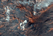 Exposed Bedrock in Terrace of 44-Kilometer Diameter Crater in Margaritifer Terra
