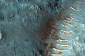 Eastern Portion of Well-Exposed 6-Kilometer Crater in Ladon Valles
