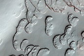 South Pole Residual Cap Texture on Ridges
