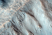 Gullies in Crater West of Xanthe Dorsa
