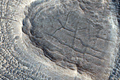 Small Crater with Layered Sedimentary Mound