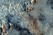 Olivine along Edge of Crater Filling Deposit in Tyrrhena Terra

