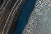 Dunes Aligning to Ice-Rich Material in Lyot Crater
