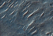 Wrinkle Ridge and Ejecta Sample in Solis Planum
