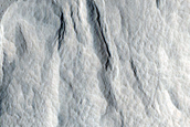 Mass Wasting Feature on Southern Wall of Crater Near Amazonis Mensa
