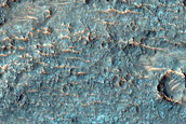 Potential Well-Exposed Ejecta Southwest of Crater West of Ganges Chasma
