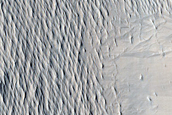Ridges Near Crater in Eumenides Dorsum