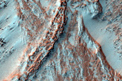 Convergent and Overlapping Narrow Curved Ridges