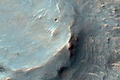 Potential Well-Exposed Crater Ejecta West of Ganges Chasma