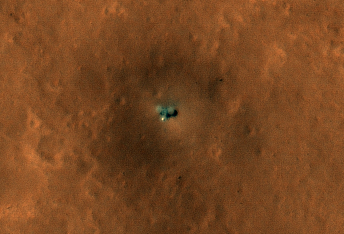 La mejor imagen tomada por la HiRISE del módulo de aterrizaje de la InSight