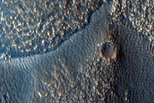 Fan-Shaped Landform at Valley Terminus in Lyot Crater