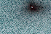 Ice-Filled North Polar Layered Deposit Crater