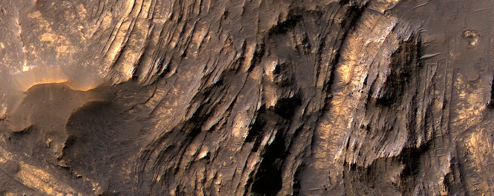 Layered Bedrock in the Central Uplift of Betio Crater