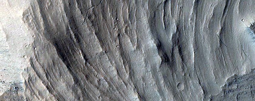 Fans or Lobes at Valley Terminus at Intersection of Crater Wall and Floor