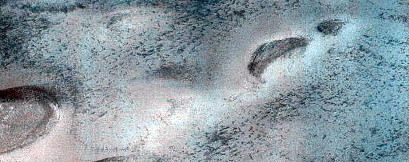 North Polar Residual Ice and Defrosting Dunes