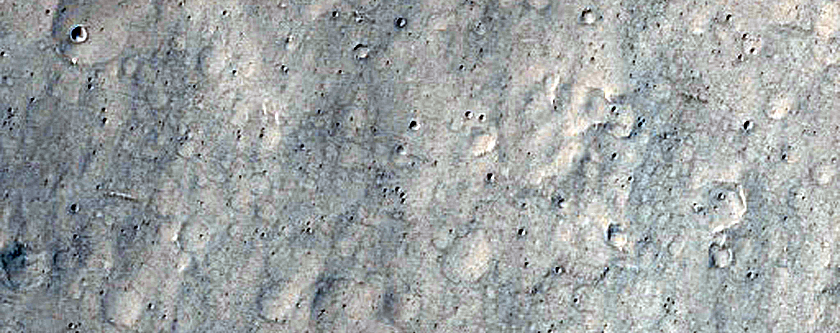 Curvilinear Flat-Topped Ridge and Wrinkle Ridge West of Maja Valles