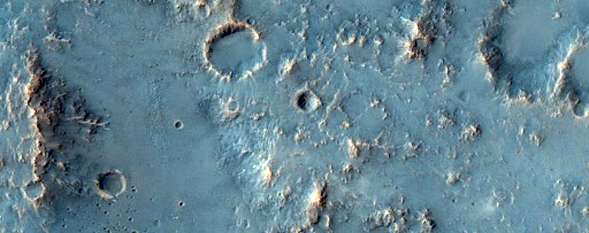 Western Part of Spectrally Distinct Crater Ejecta in Tyrrhena Terra 