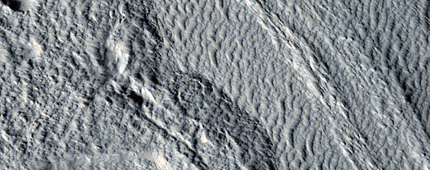 Ridges in Valley on Rim of Moreux Crater