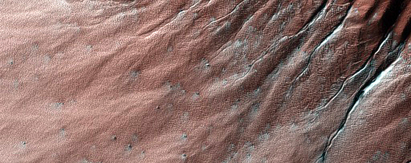 Gullies in South-Facing Wall of South Polar Pit
