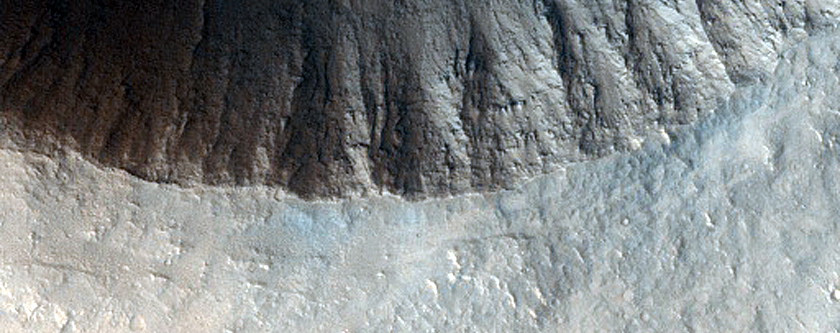 Possible Bedrock Exposure in Crater in Utopia Planitia