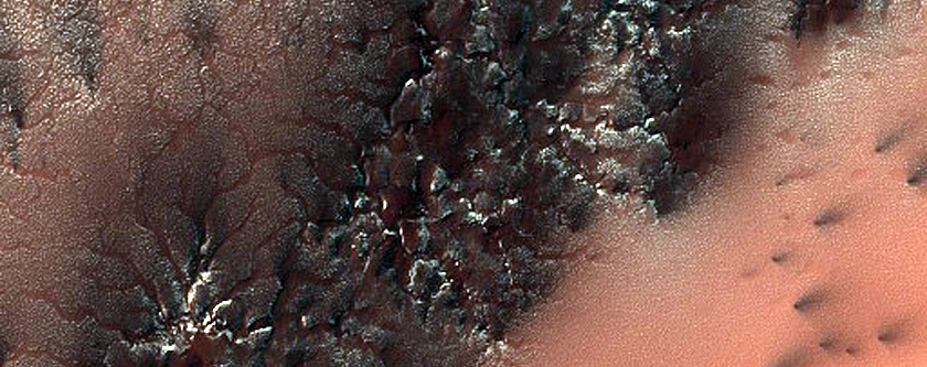 Large Spider Structures Southeast of Rayleigh Crater