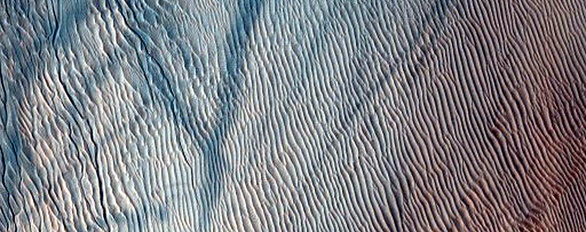 Intracrater Climbing Dunes in Eastern Aonia Terra