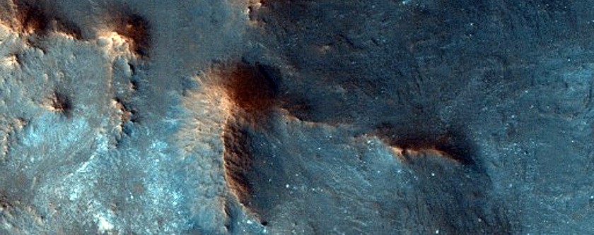 Rocky Impact Crater in Tiu Valles Northern Reaches