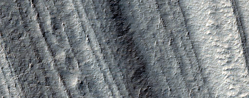 Crater in South Polar Region Showing Layered Deposit