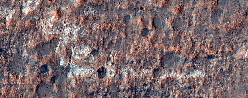 Light-Toned Landforms near East Edge of Hesperia Planum