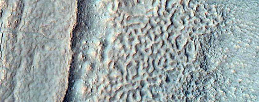 Patterned Crater Floor in Thaumasia Fossae