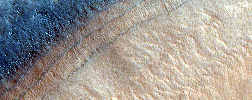 Layers along Crater Wall in Deuteronilus Mensae