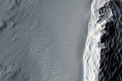 Textured Ridge in Crater near Medusae Fossae
