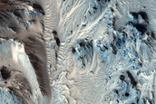 Mojave Crater Northeastern Rim with Fans and Slope Features