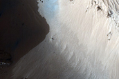 Cerberus Fossae Slopes with Boulder Tracks