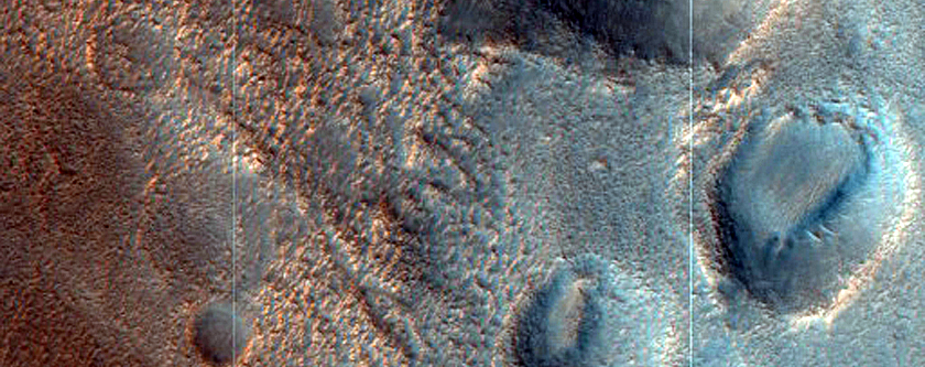 Layered Mesa in Crater West of Semeykin Crater